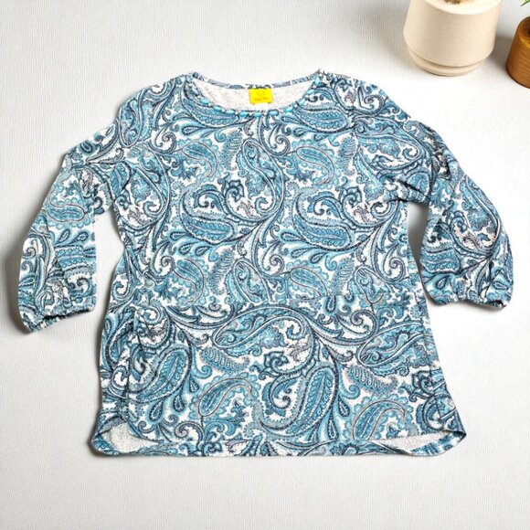 Ruby Rd. Paisley Beaded Tunic Top L | Wintery Glow Jade Blue | NWT - Picture 1 of 11